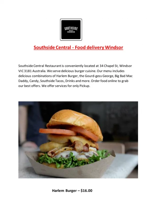15% Off - Southside Central-Windsor - Order Food Online