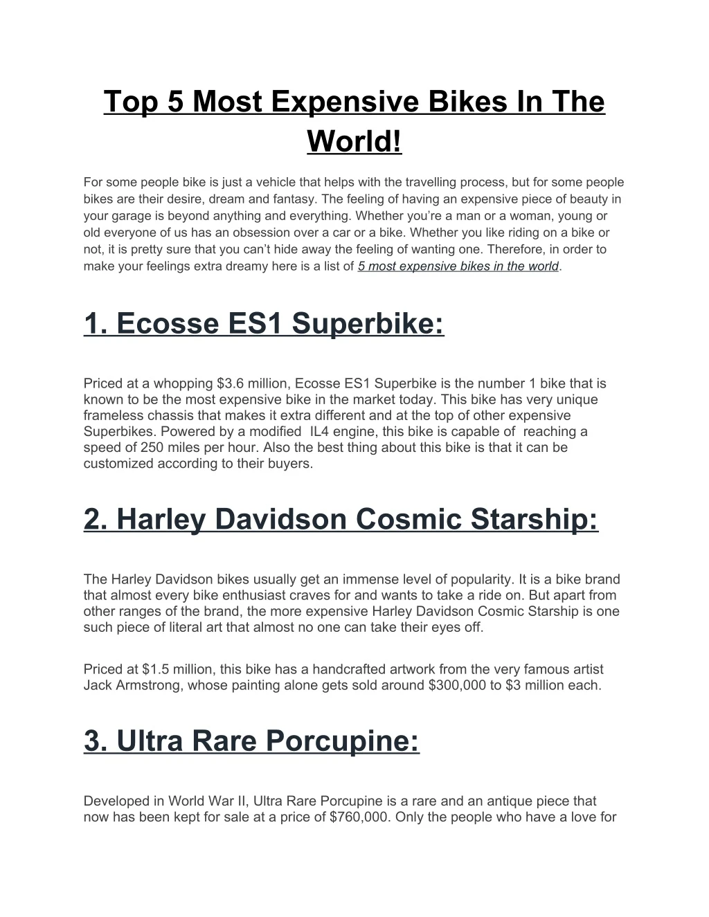 top 5 most expensive bikes in the world