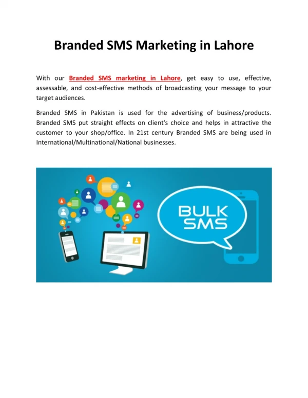 Branded SMS Marketing in Lahore