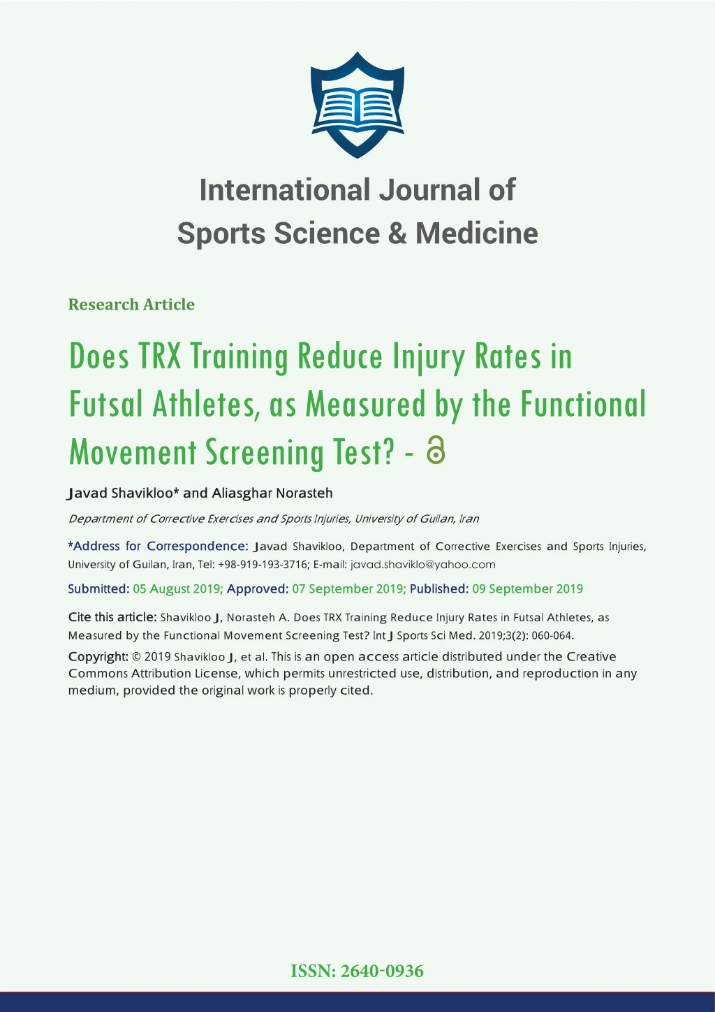 international journal of sports science medicine