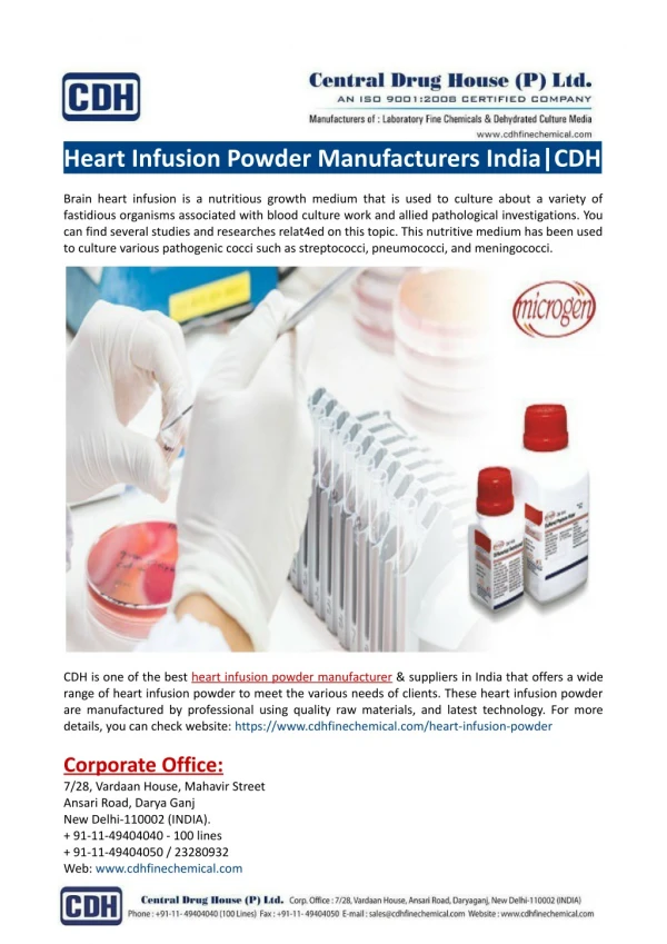 Heart Infusion Powder Manufacturers India