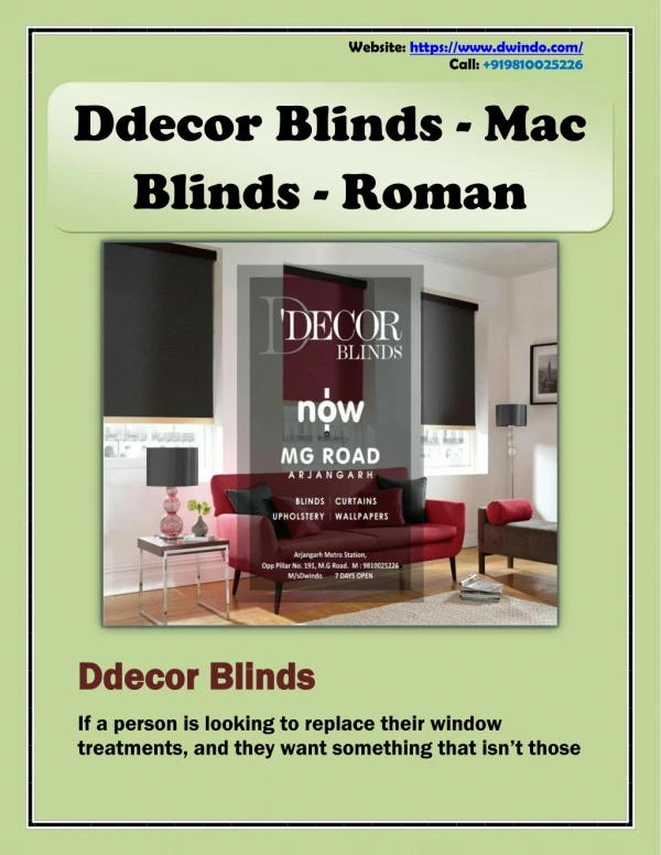 Ddecor Blinds - Mac Blinds - Roman Blinds