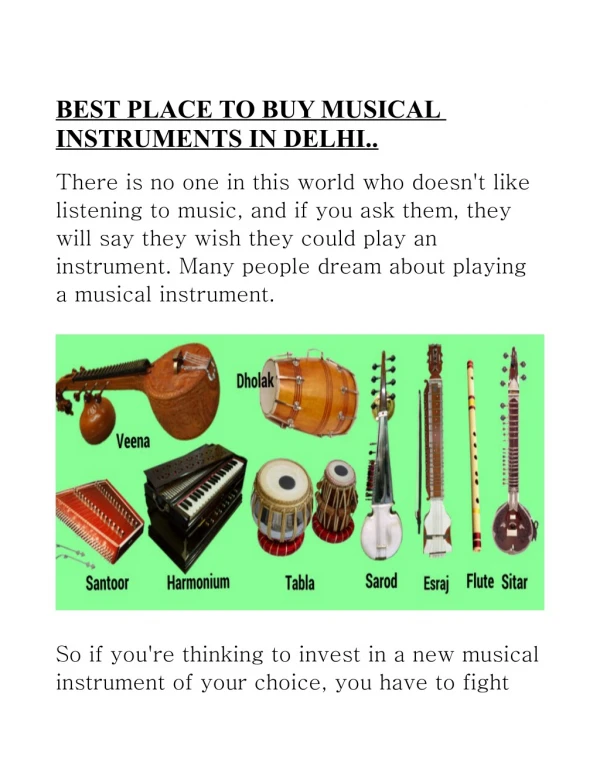 BEST PLACE TO BUY MUSICAL INSTRUMENTS IN DELHI..