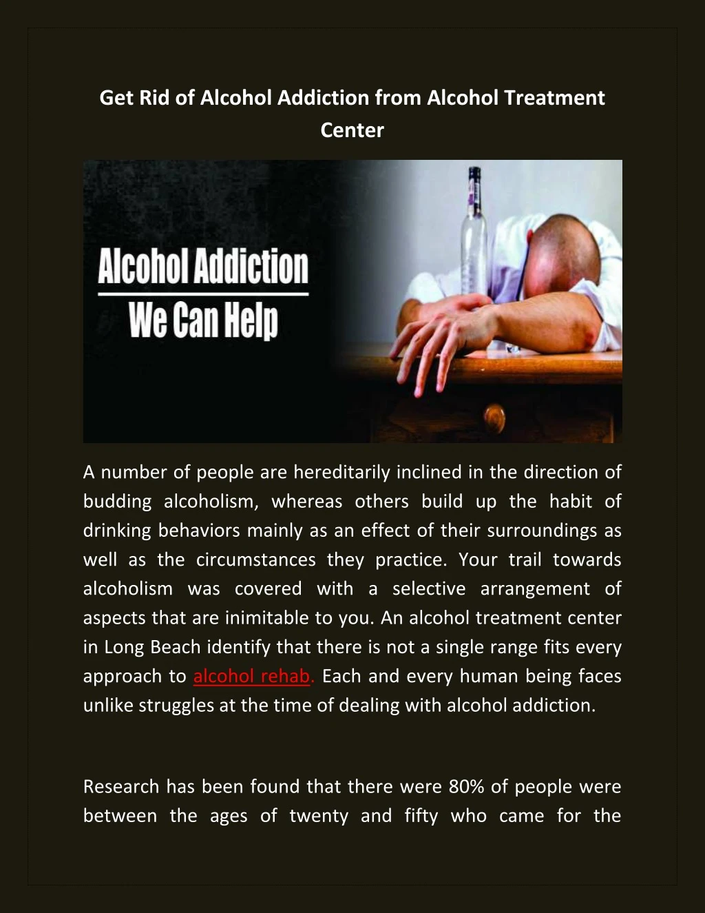 get rid of alcohol addiction from alcohol
