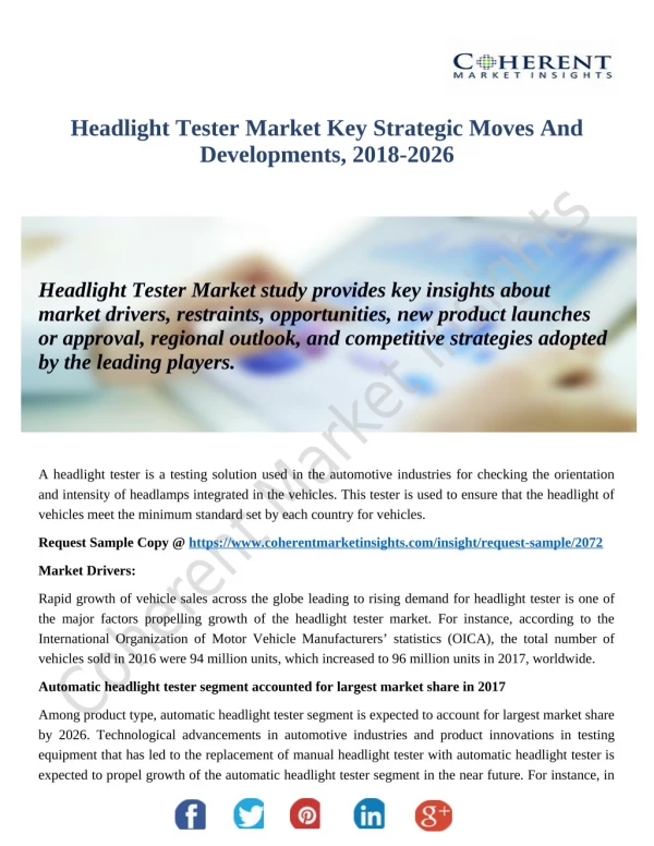 Growing Awareness About Headlight Tester Market Forecast 2018-2026