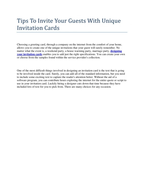 Tips To Invite Your Guests With Unique Invitation Cards