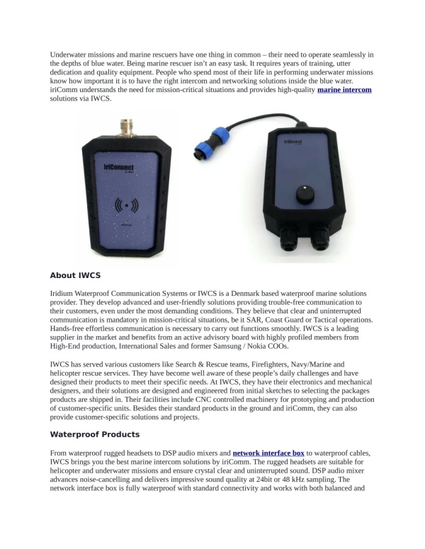 High-Quality Marine Intercom Solutions from iriComm