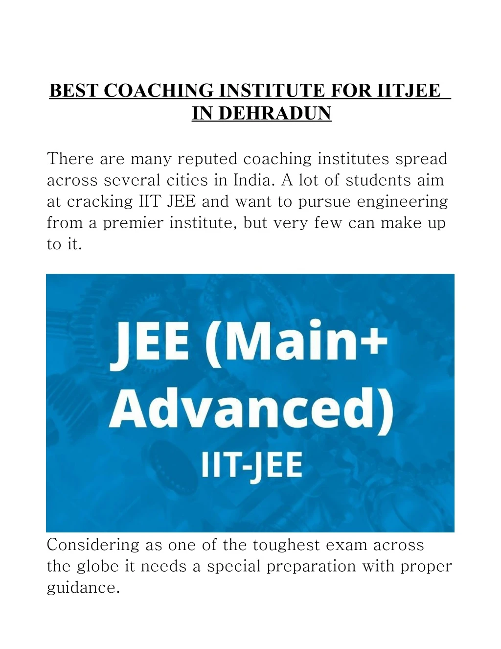 best coaching institute for iitjee in dehradun