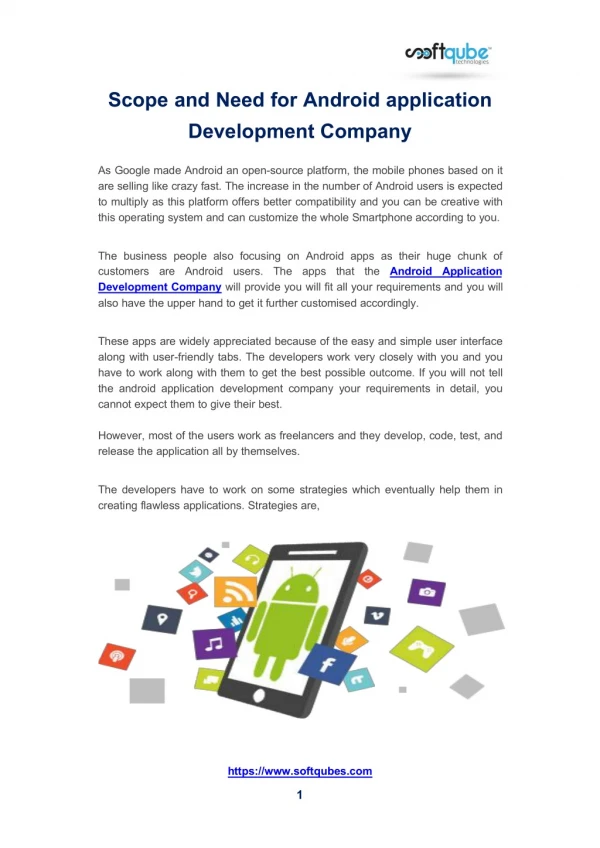 Scope and Need for Android application Development Company