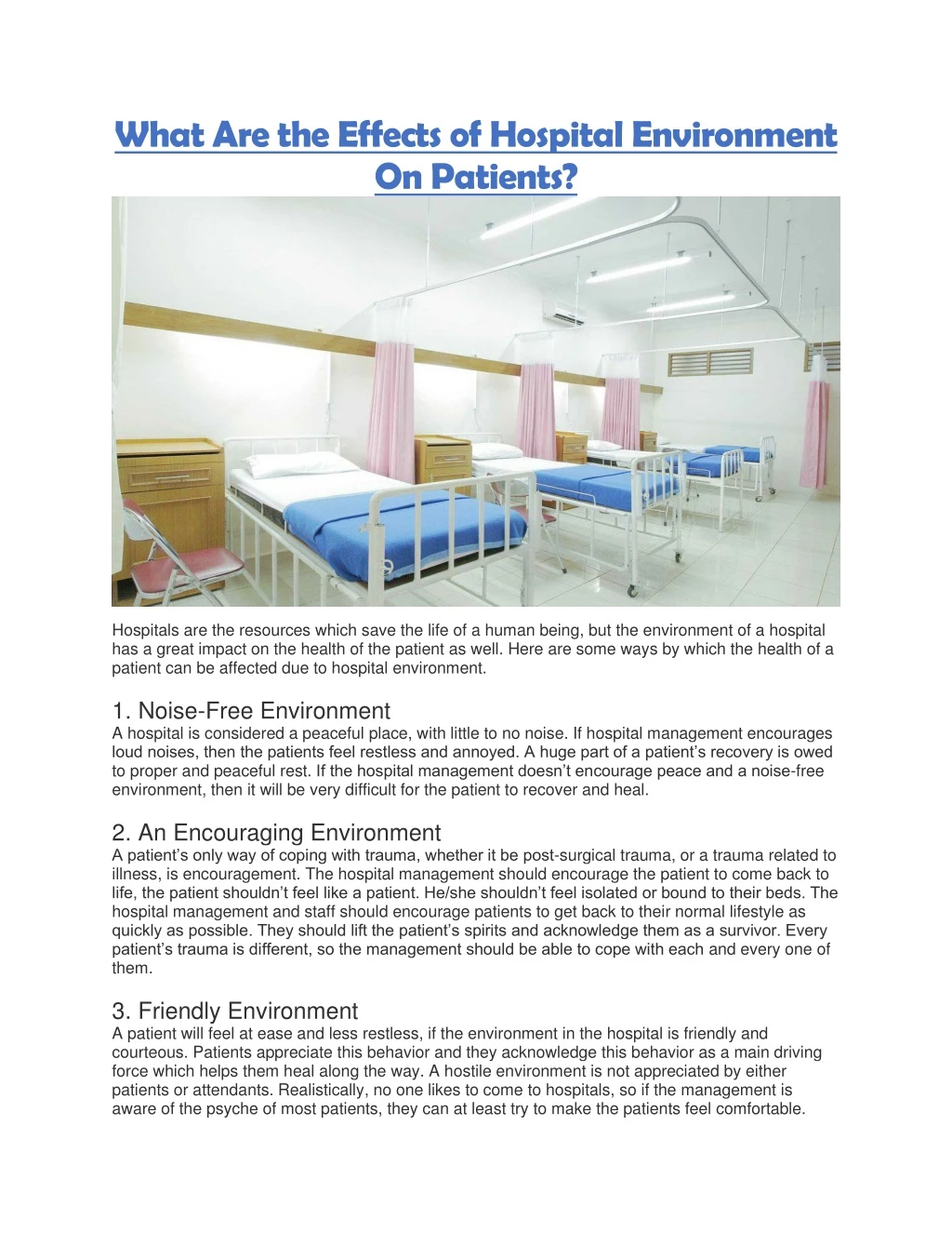 what are the effects of hospital environment
