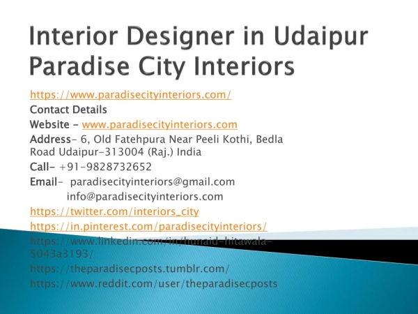 Interior Designer in Udaipur Paradise City Interiors