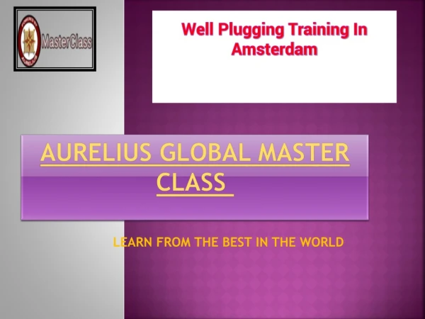 WELL PLUGGING TRAINING IN AMSTERDAM
