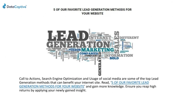 5 OF OUR FAVORITE LEAD GENERATION METHODS FOR YOUR WEBSITE