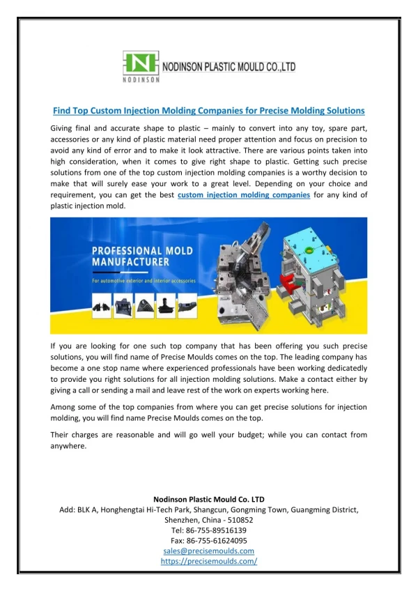 Find Top Custom Injection Molding Companies for Precise Molding Solutions