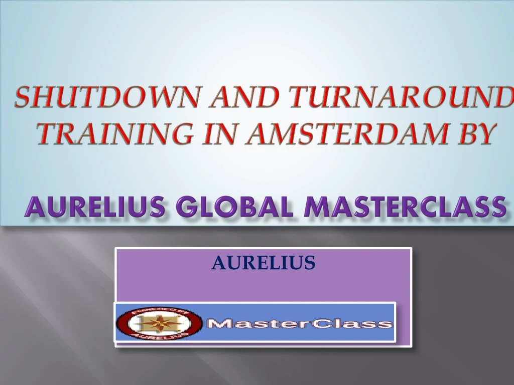 shutdown and turnaround training in amsterdam by aurelius global masterclass