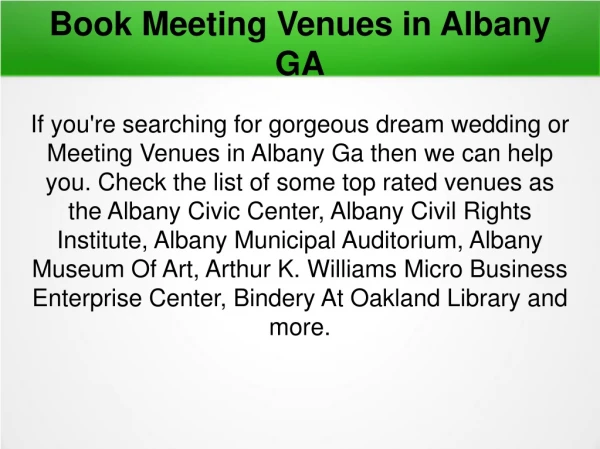 Meeting Venues in Albany GA