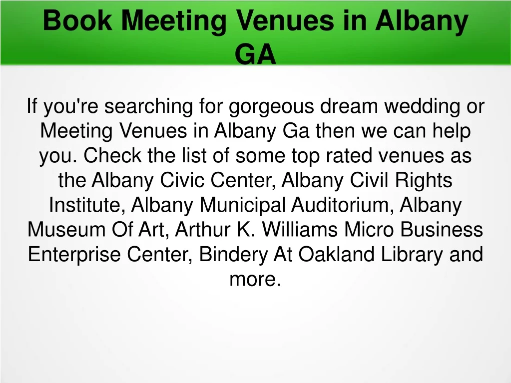 book meeting venues in albany ga