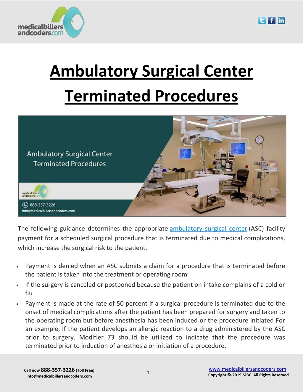 ambulatory surgical center terminated procedures