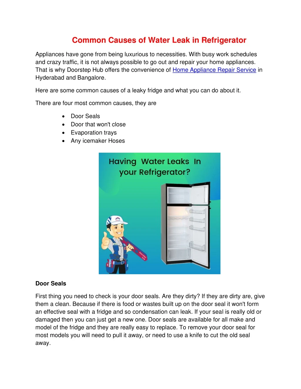 common causes of water leak in refrigerator