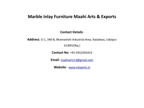 Marble Inlay Furniture Maahi Arts & Exports