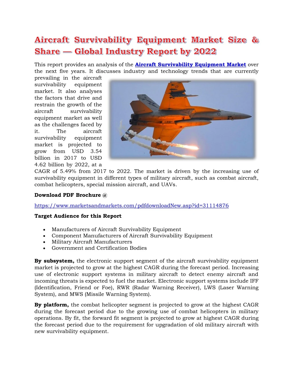 this report provides an analysis of the aircraft