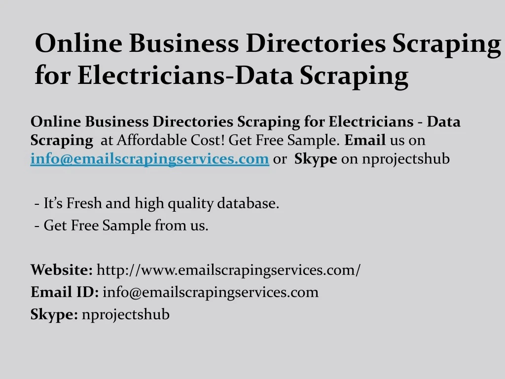 online business directories scraping for electricians data scraping