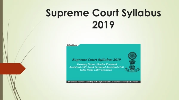 Supreme Court Syllabus 2019, Download SCI 58 SPA & PA Exam Pattern
