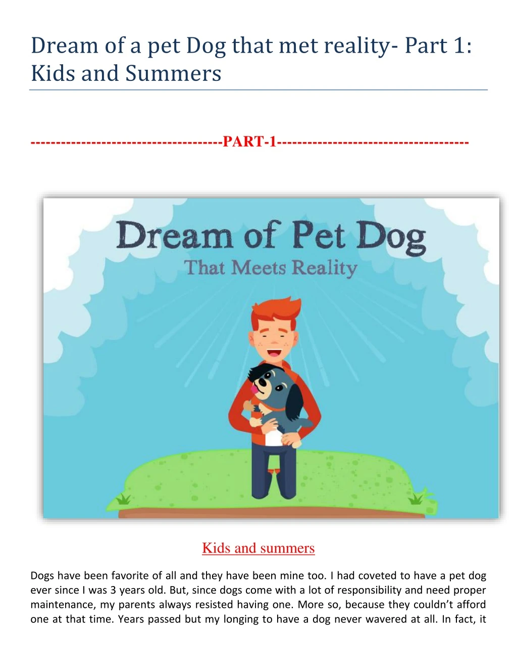 dream of a pet dog that met reality part 1 kids