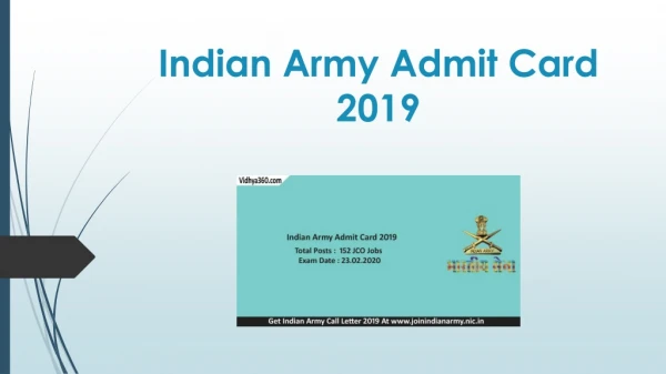 Indian Army Admit Card 2019: Get 152 JCO (Religious Teacher) Hall Ticket