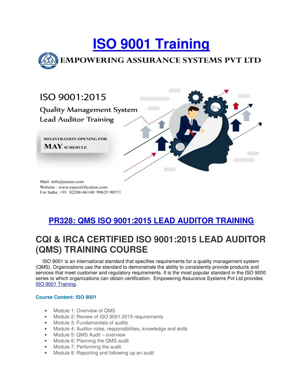 iso 9001 training