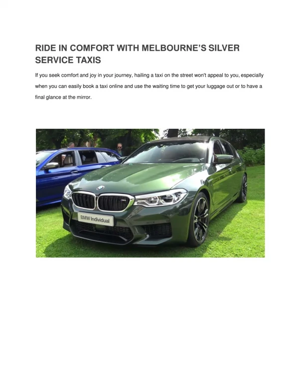 For the best ride Book Silver Service Taxi Melbourne