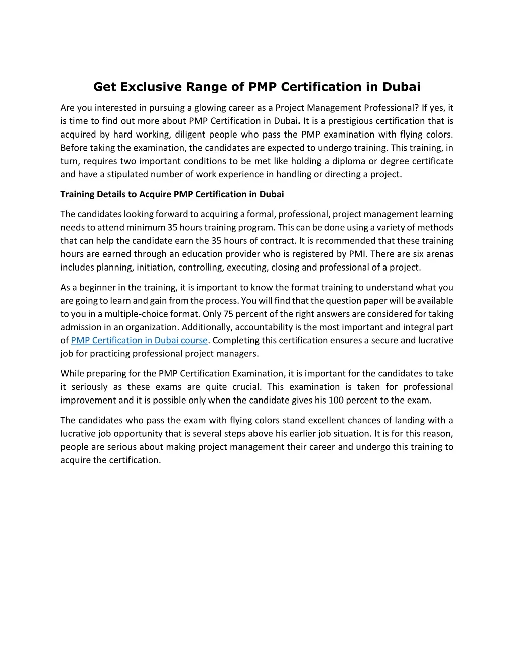 get exclusive range of pmp certification in dubai