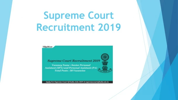 Supreme Court Recruitment 2019 For 58 SPA & PA Posts