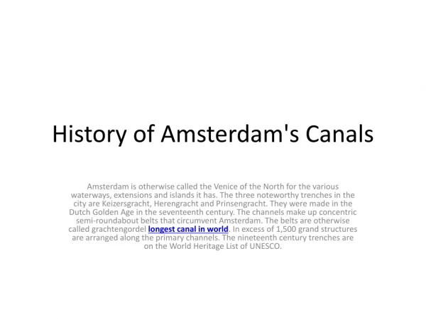 History of Amsterdam's Canals