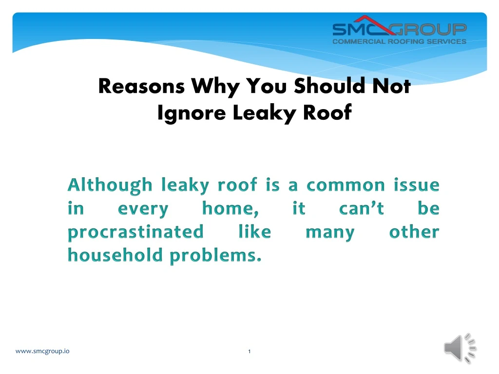 reasons why you should not ignore leaky roof