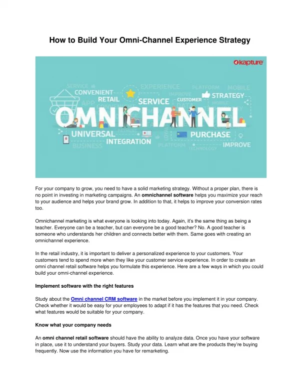 How to Build Your Omni-Channel Experience Strategy