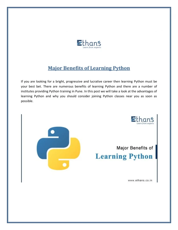 5 Reasons to Learn Python is the best Decision