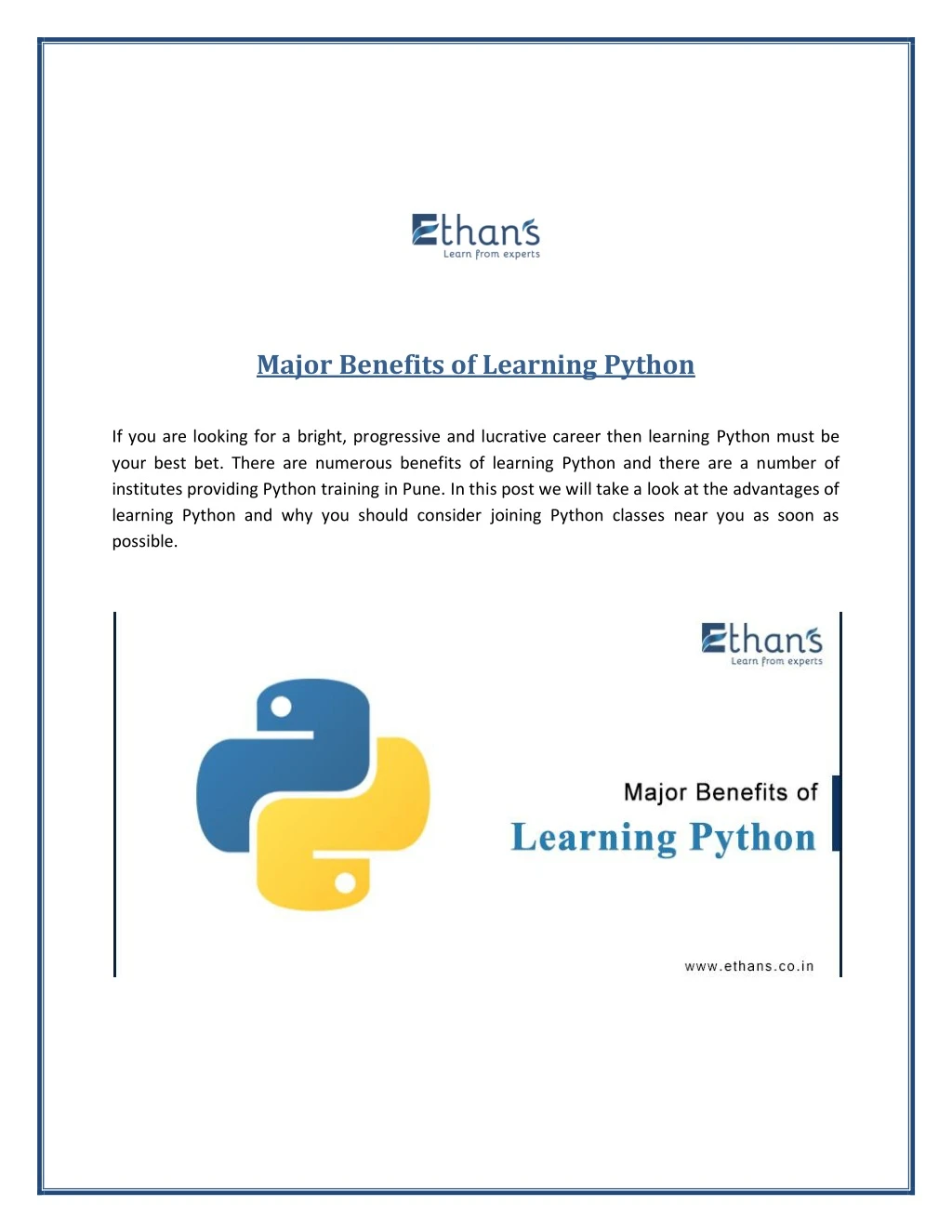 major benefits of learning python