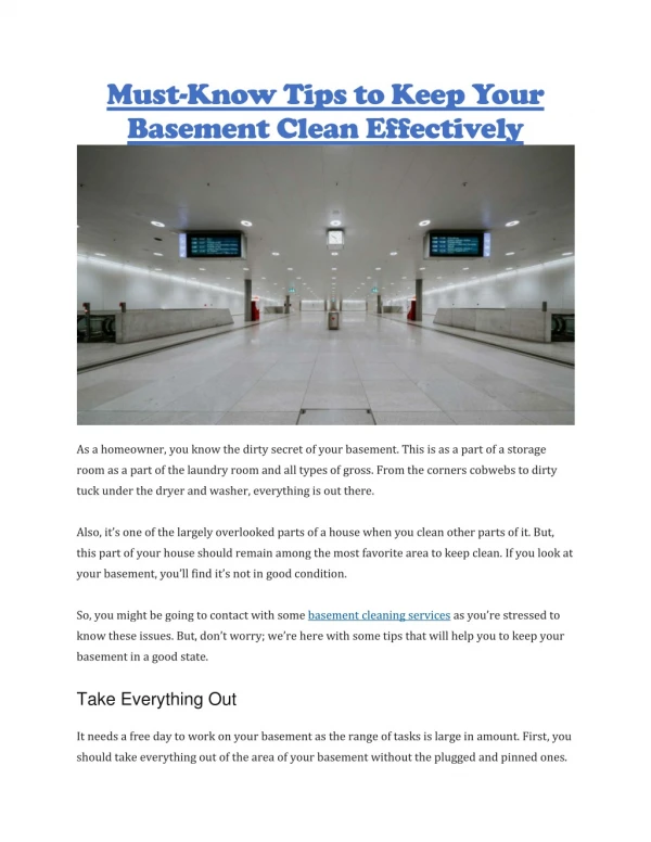 Basement cleaning services