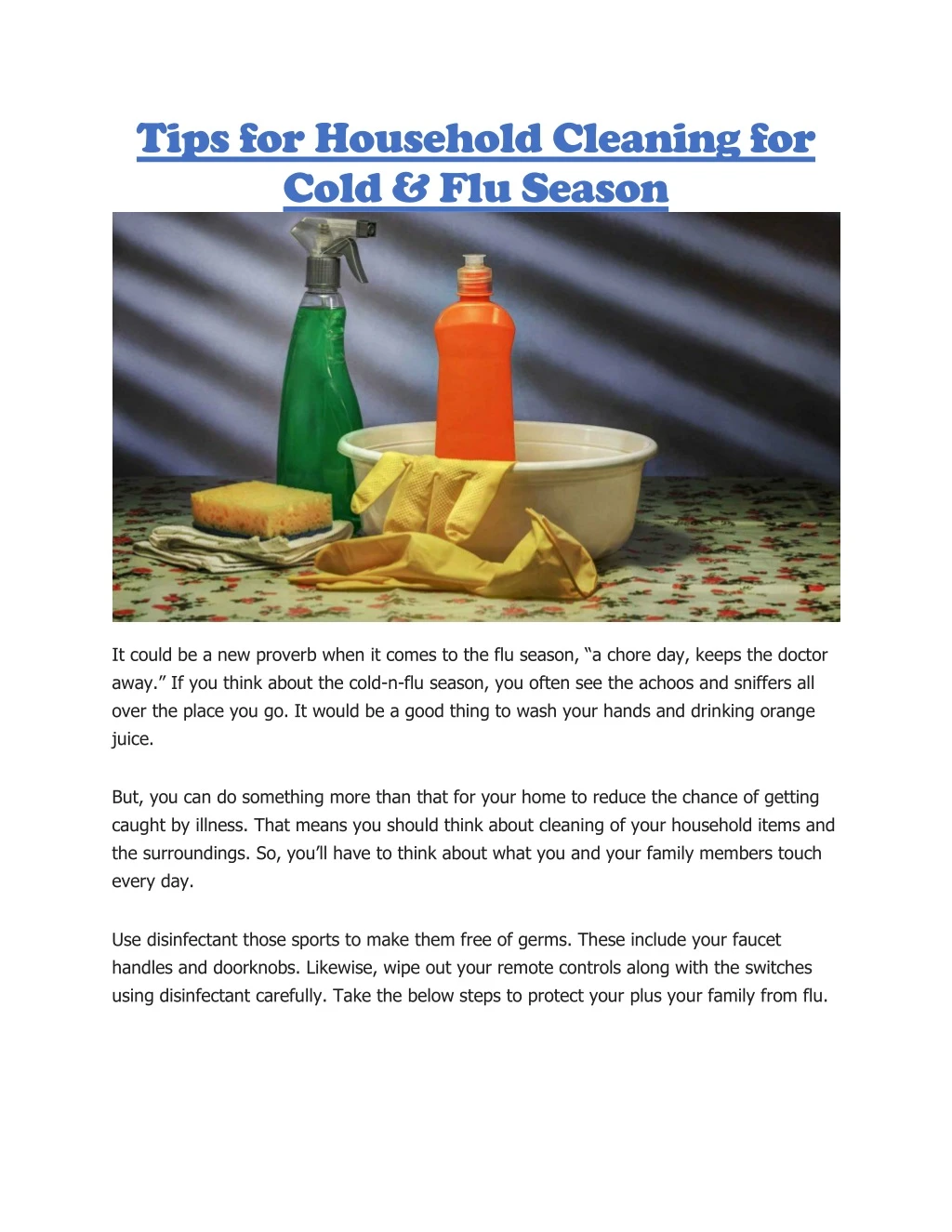 tips for household cleaning for cold flu season