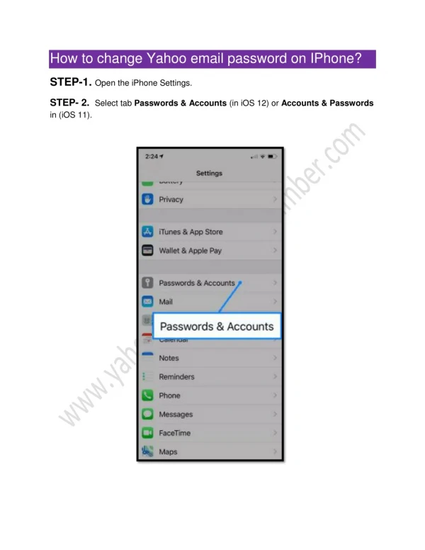 How to change Yahoo email password on I Phone