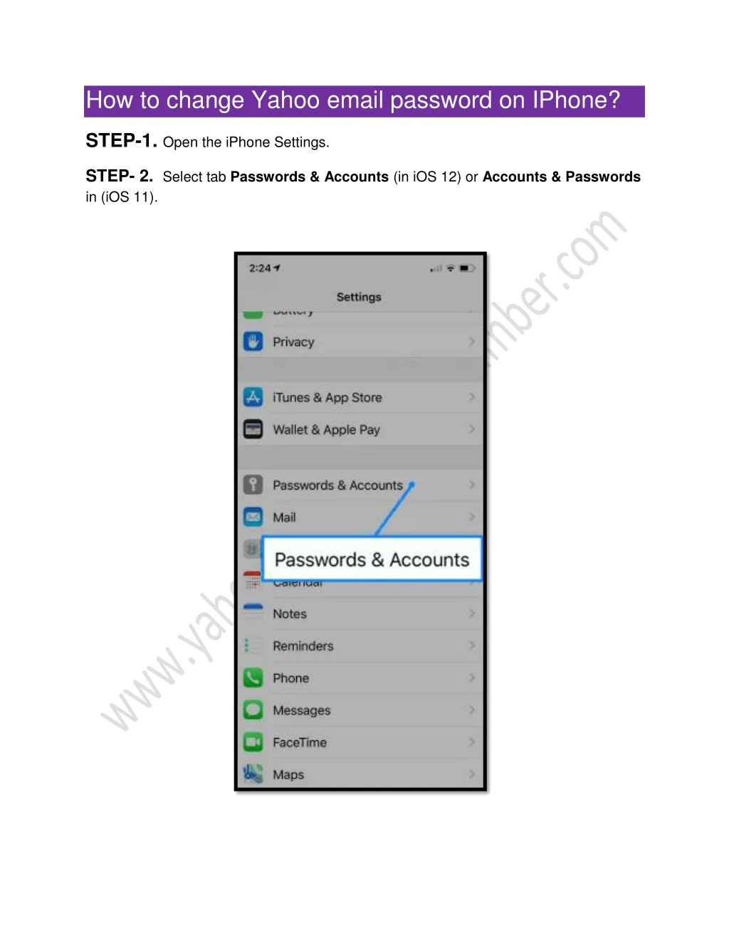 how to change yahoo email password on iphone