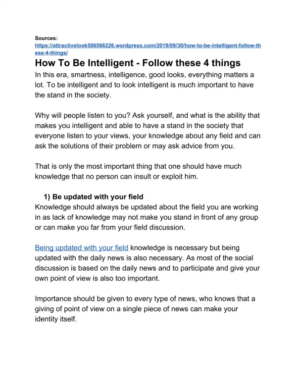 How To Be Intelligent - Follow these 4 things