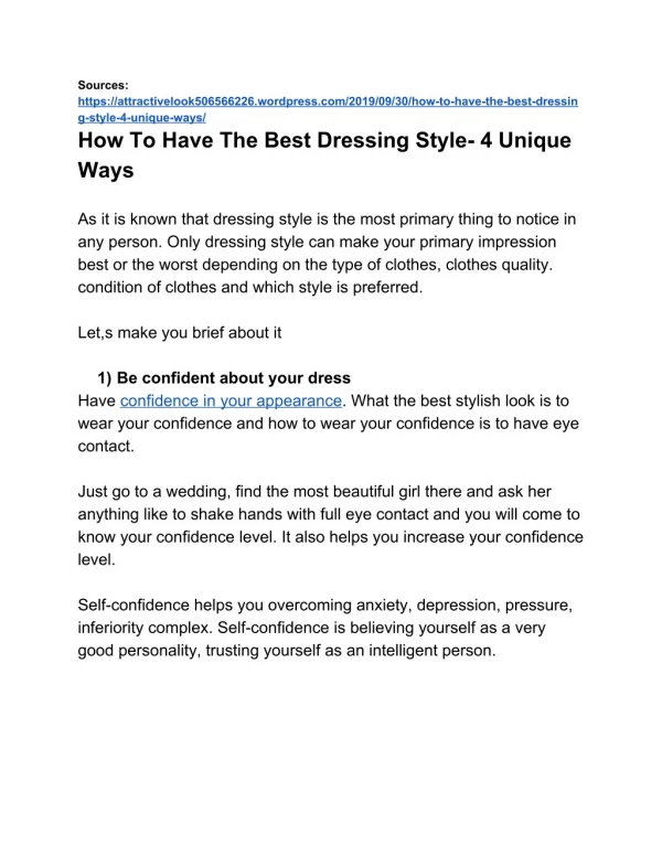 How To Have The Best Dressing Style- 4 Unique Ways