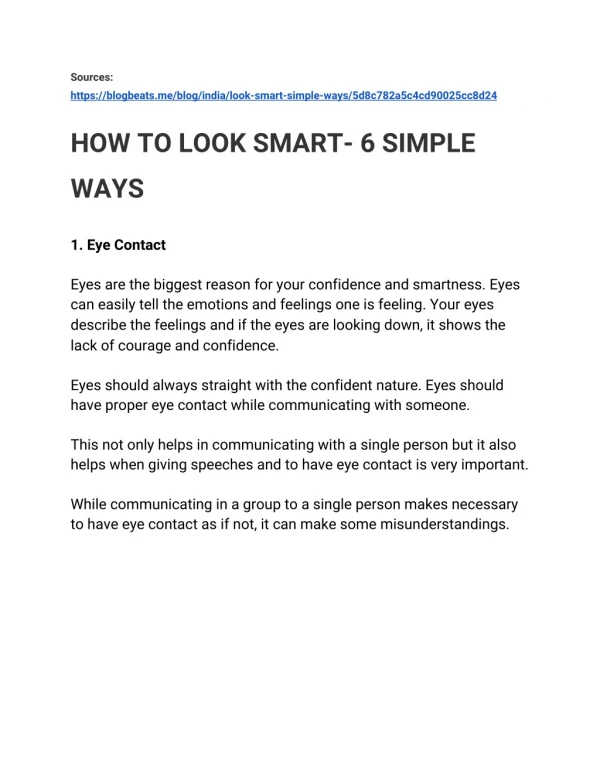 HOW TO LOOK SMART- 6 SIMPLE WAYS