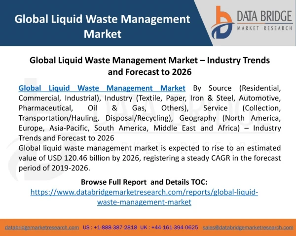 Global Liquid Waste Management Market – Industry Trends and Forecast to 2026