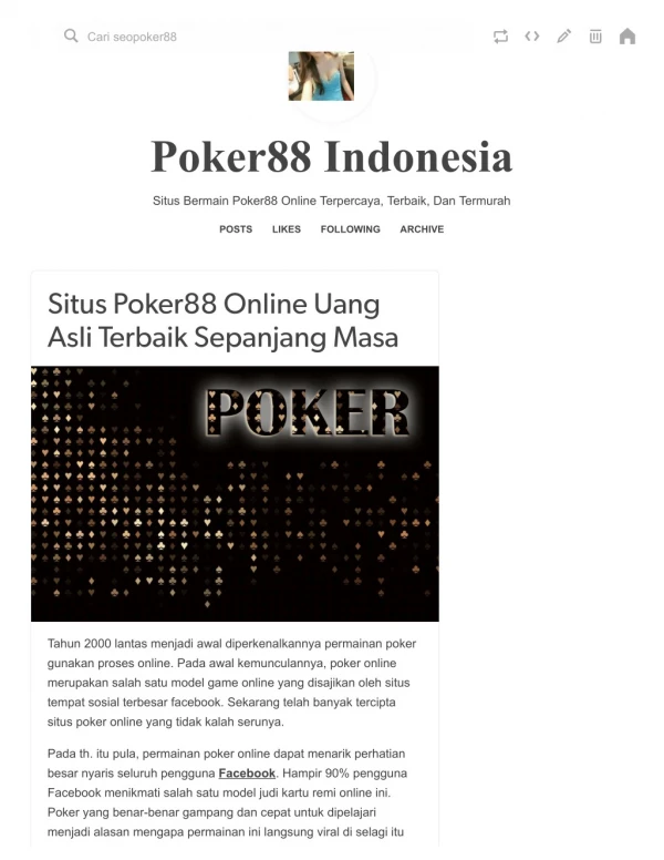 Situs Poker88 Online Uang Asli Terbaik Sepanjang Masa