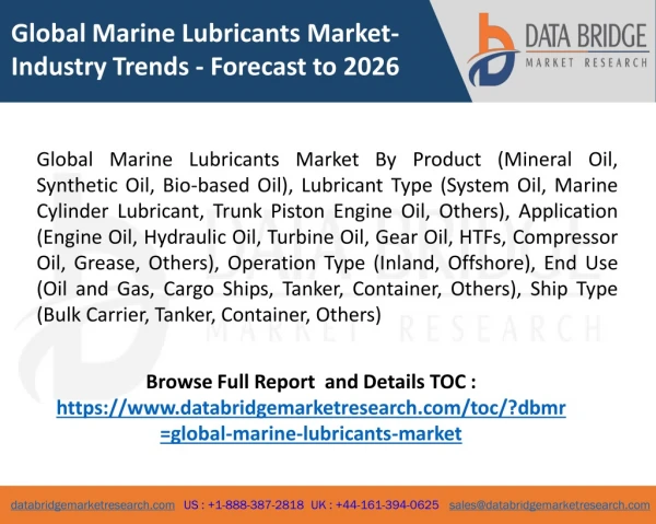 Global Marine Lubricants Market- Industry Trends - Forecast to 2026