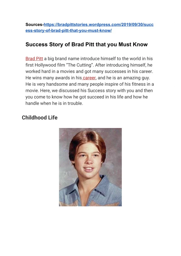 Success Story of Brad Pitt that you Must Know