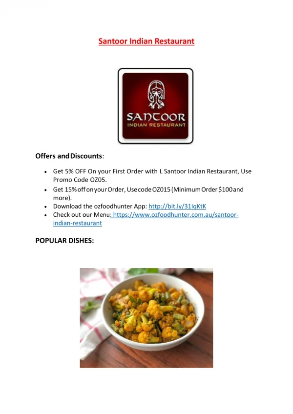 15% Off - Santoor Indian Restaurant-Newington - Order Food Online